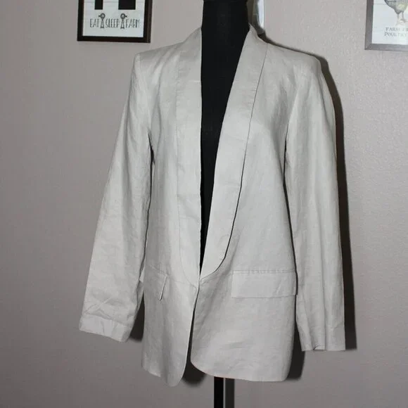 Catherine Malandrino Women's Open Front Shawl Collar Linen Blazer Size 8 NWT - Picture 1 of 9